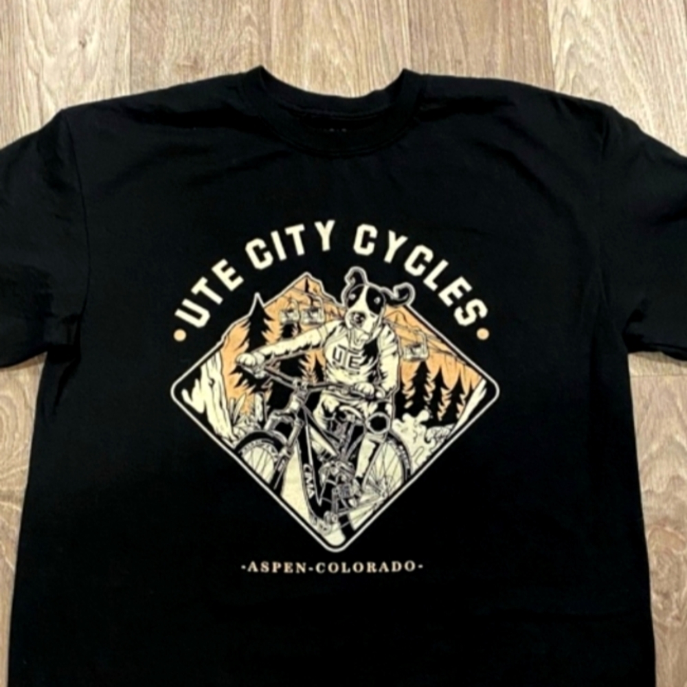 EUC Ute City Cycles, Aspen Colorado, Mens Black Sz M Tee T-Shirt